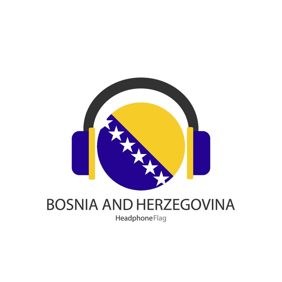Bosnia and Herzegovina headphone flag vector on white background.