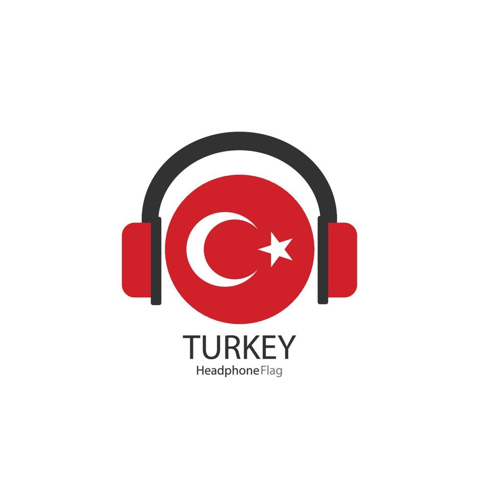 Turkey headphone flag vector on white background.