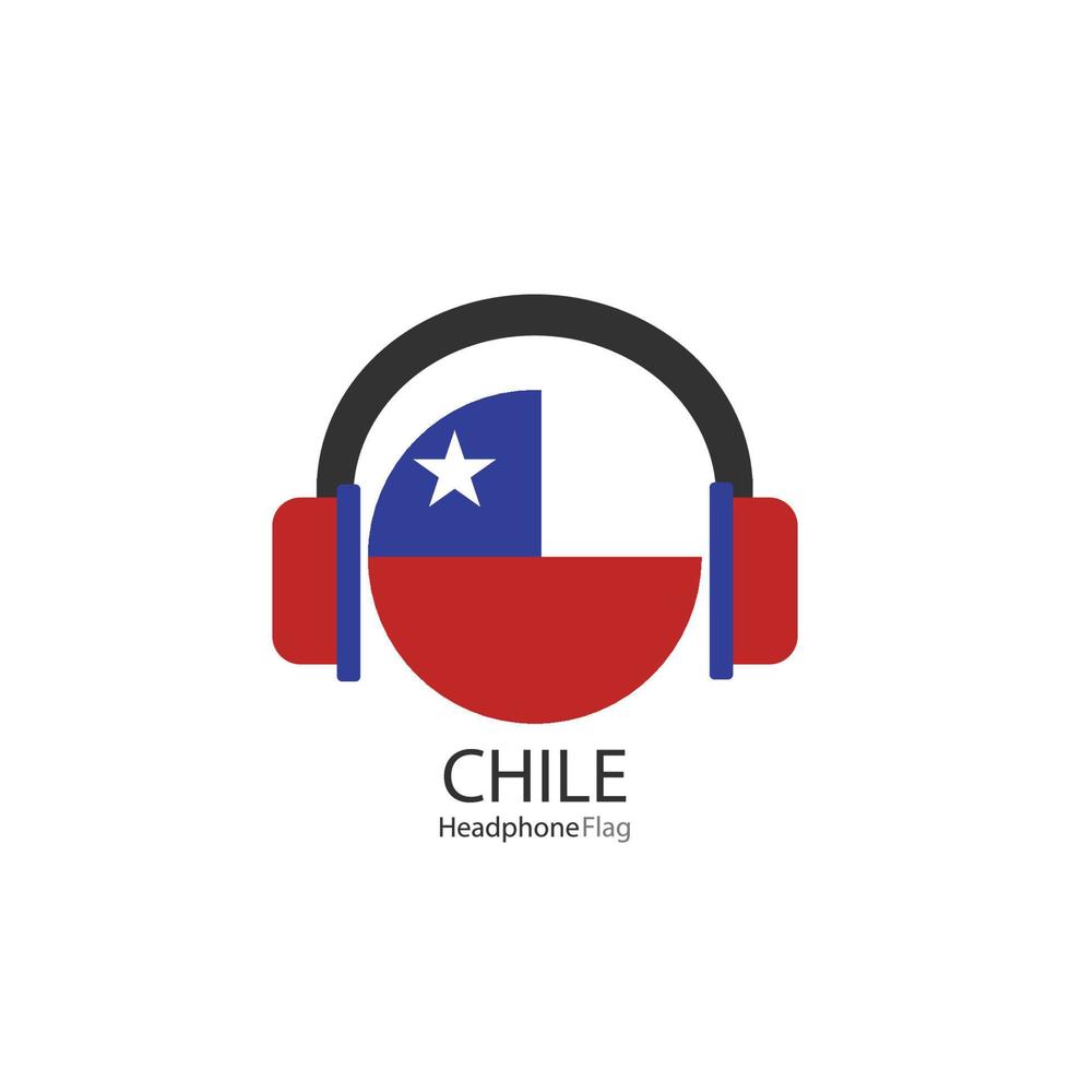 vector de bandera de auriculares de chile sobre fondo blanco.