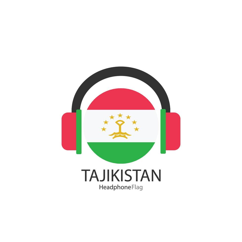 vector de bandera de auriculares de tayikistán sobre fondo blanco.