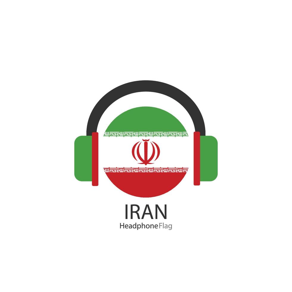 Iran headphone flag vector on white background.