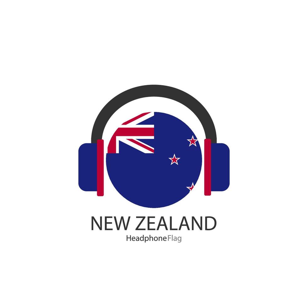 New Zealand headphone flag vector on white background.