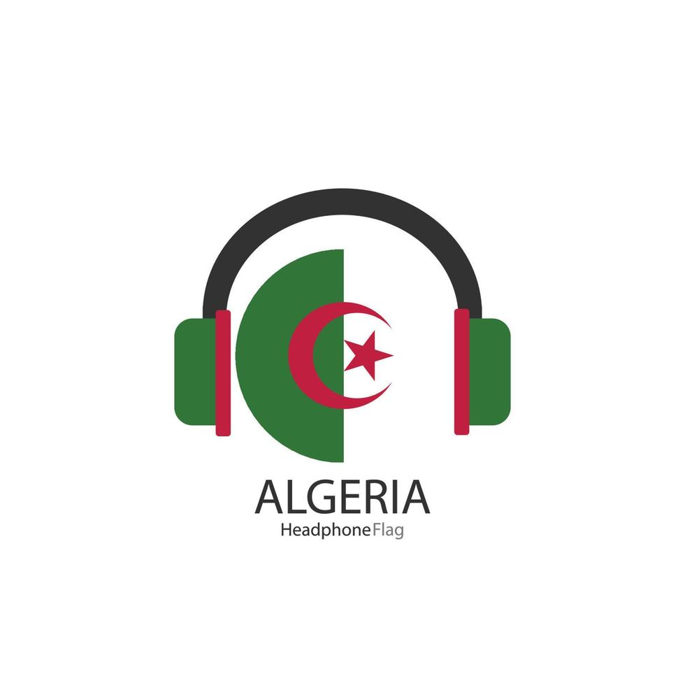 vector de bandera de auriculares de Argelia sobre fondo blanco.