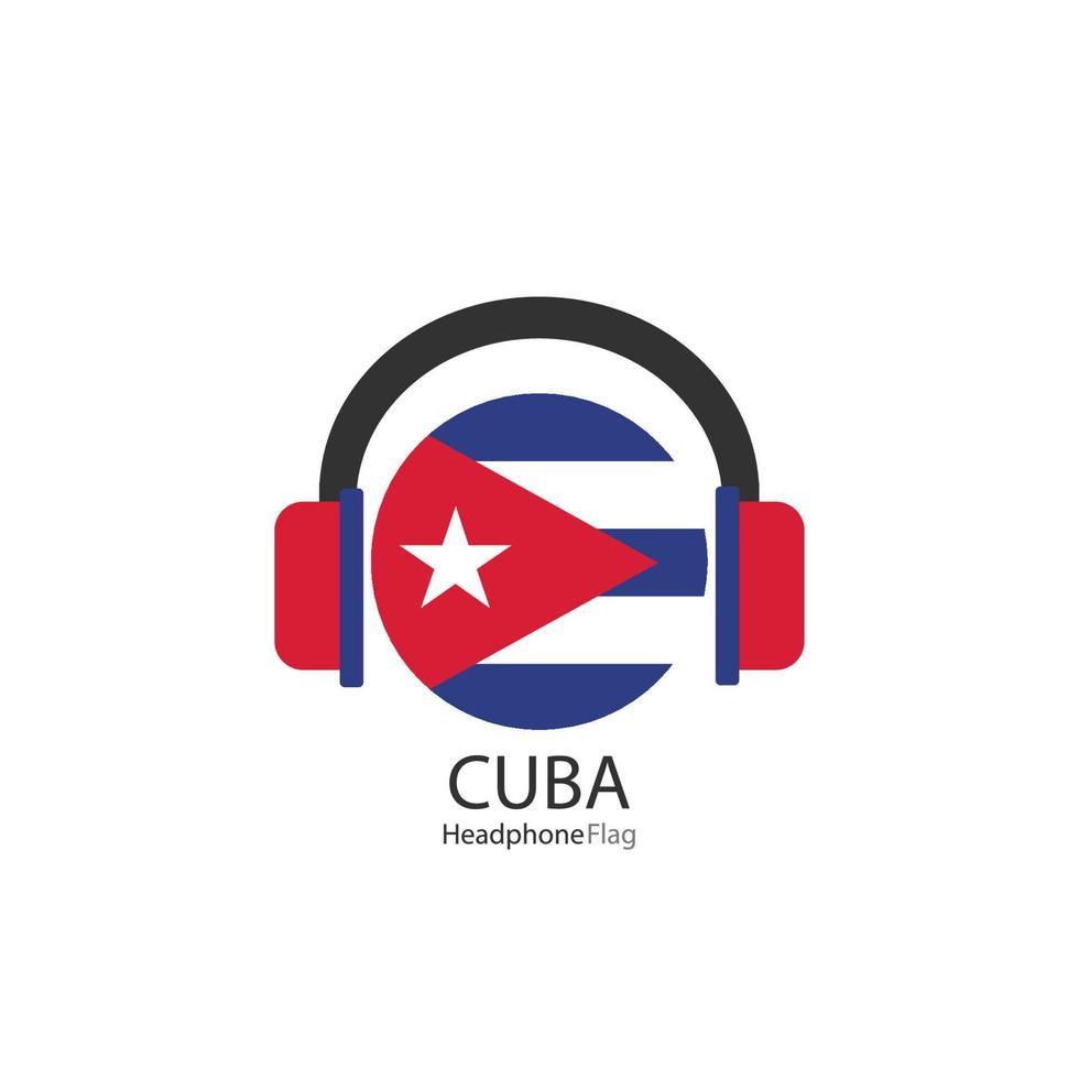 Cuba headphone flag vector on white background.
