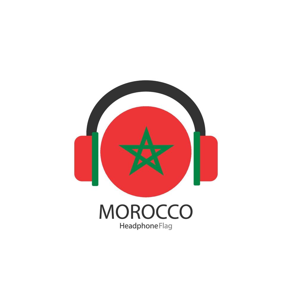 Vector de bandera de auriculares de Marruecos sobre fondo blanco.