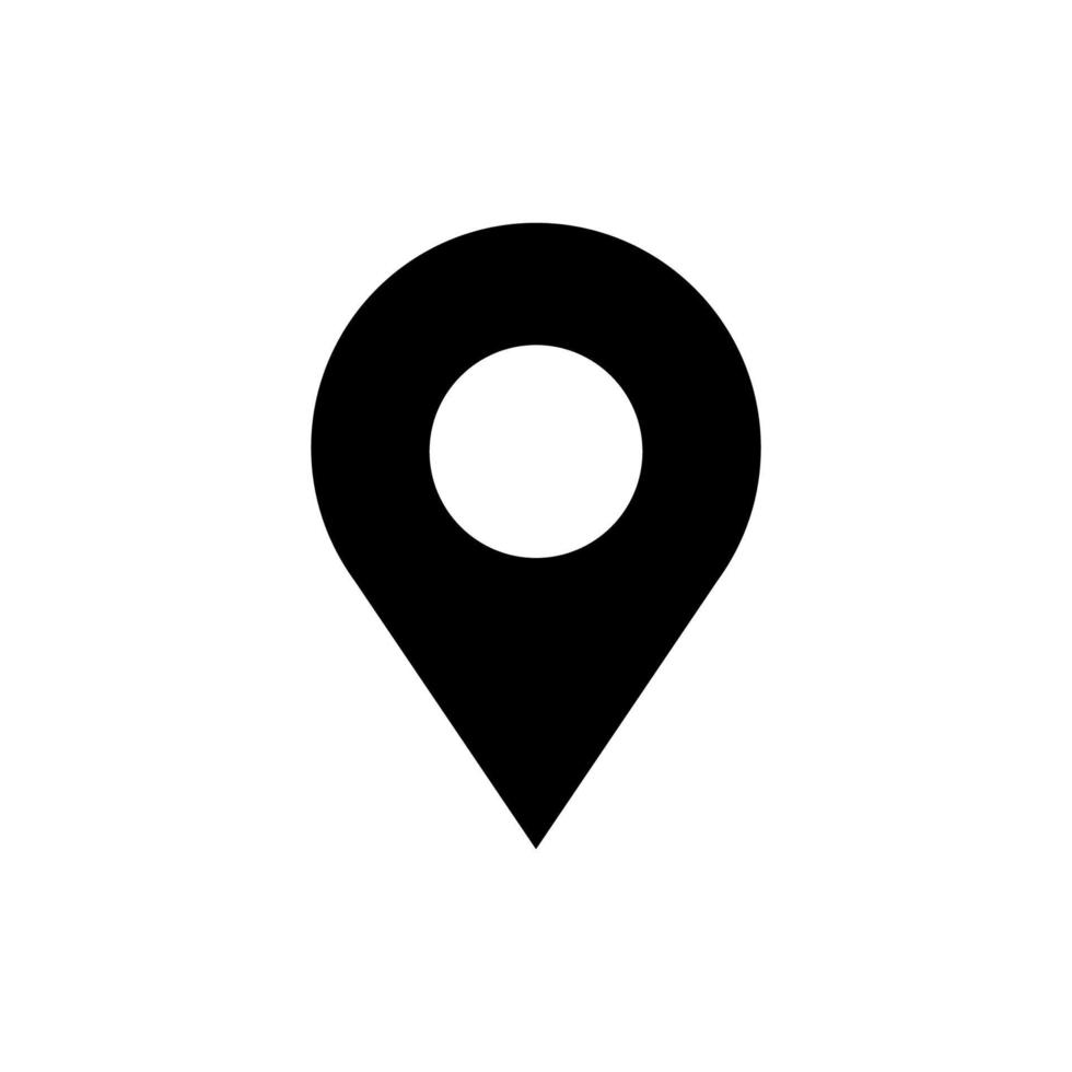 black location pin vector icon transparent background