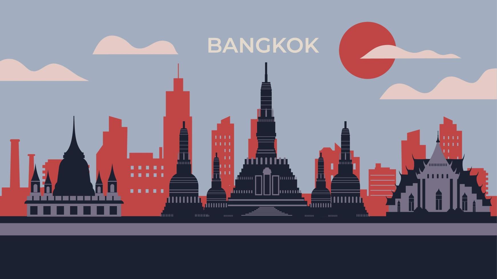 ilustración plana de la ciudad de bangkok vector