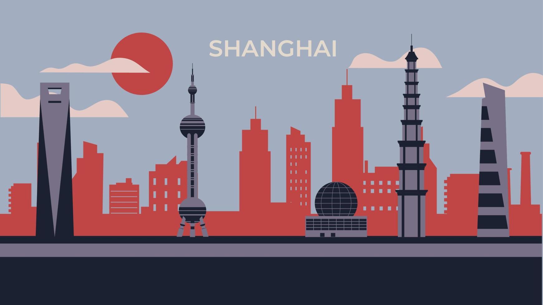 Shanghai city flat illustration vector