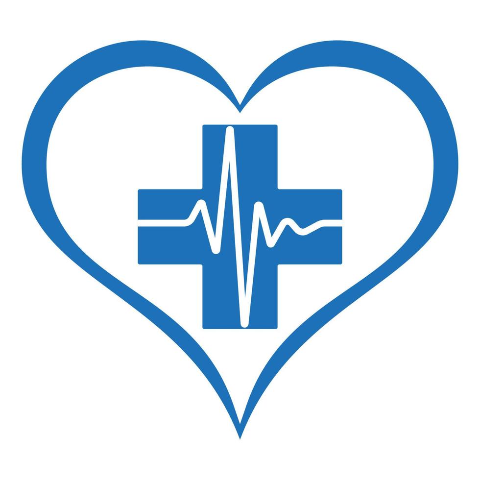 Health care logo illustration.Medical cross in a heart on a white background vector