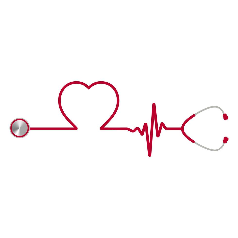 Illustration of a red stethoscope with a heart vector