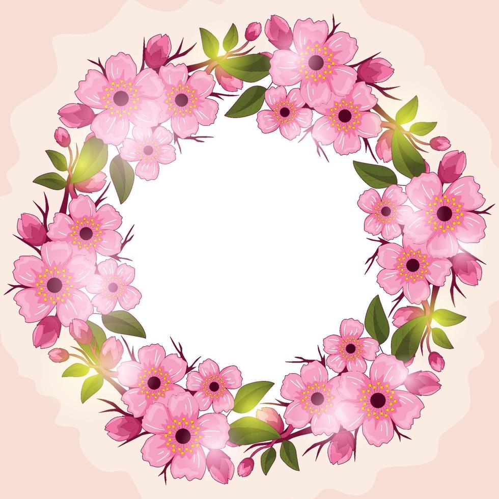 Peach Blossom Floral Frame Background vector