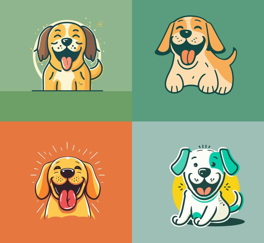 Los perros establecen la plantilla de símbolo de icono de logotipo para la ilustración de vector de colección gráfica