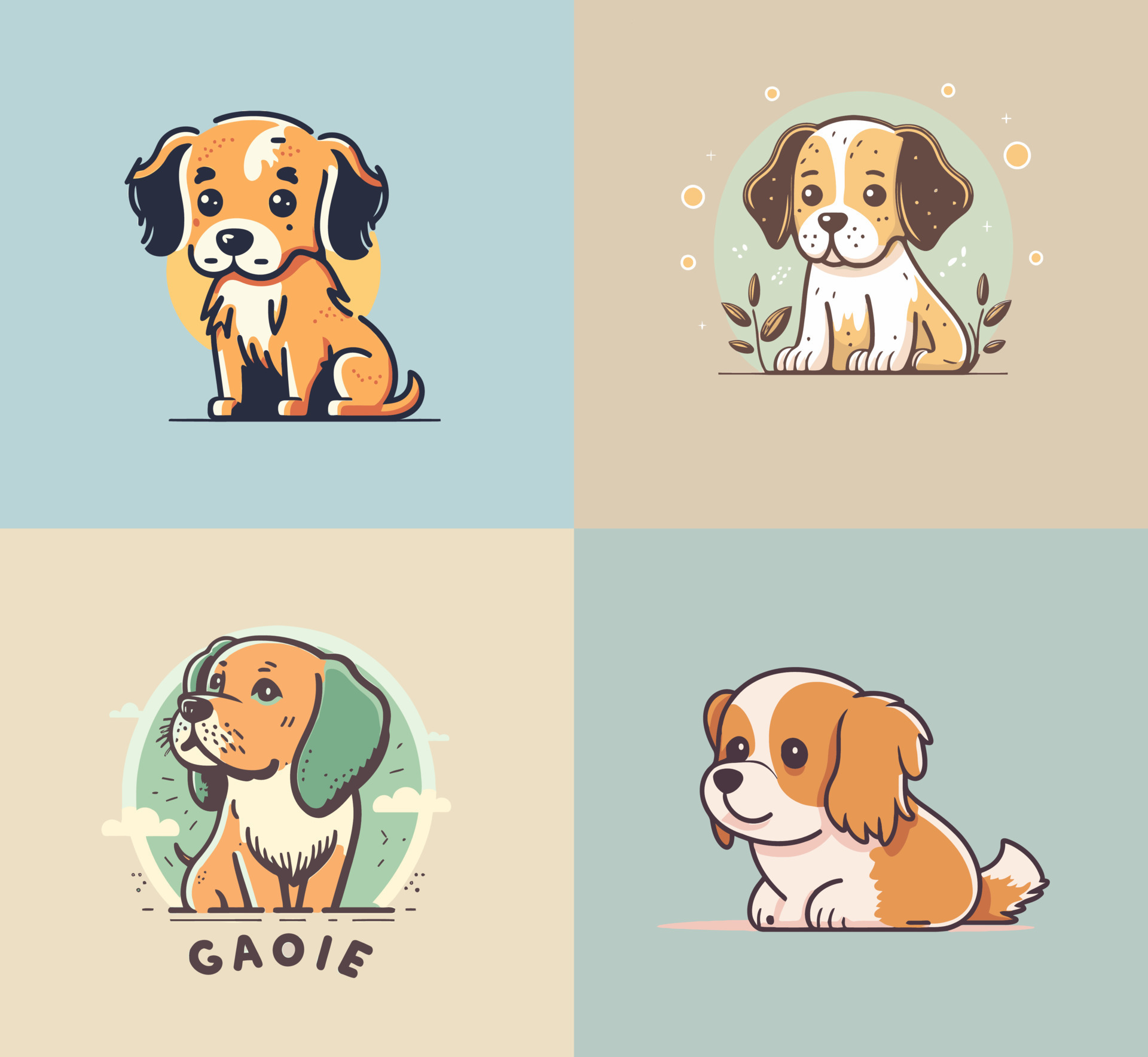 Dogs set logo icon symbol template for graphic collection vector