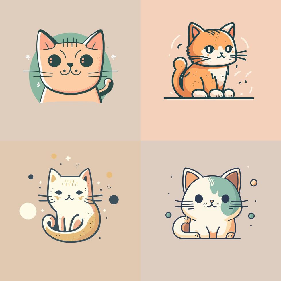 lindo gato cabeza dibujos animados logotipo colección logotipo conjunto vector mascota ilustración