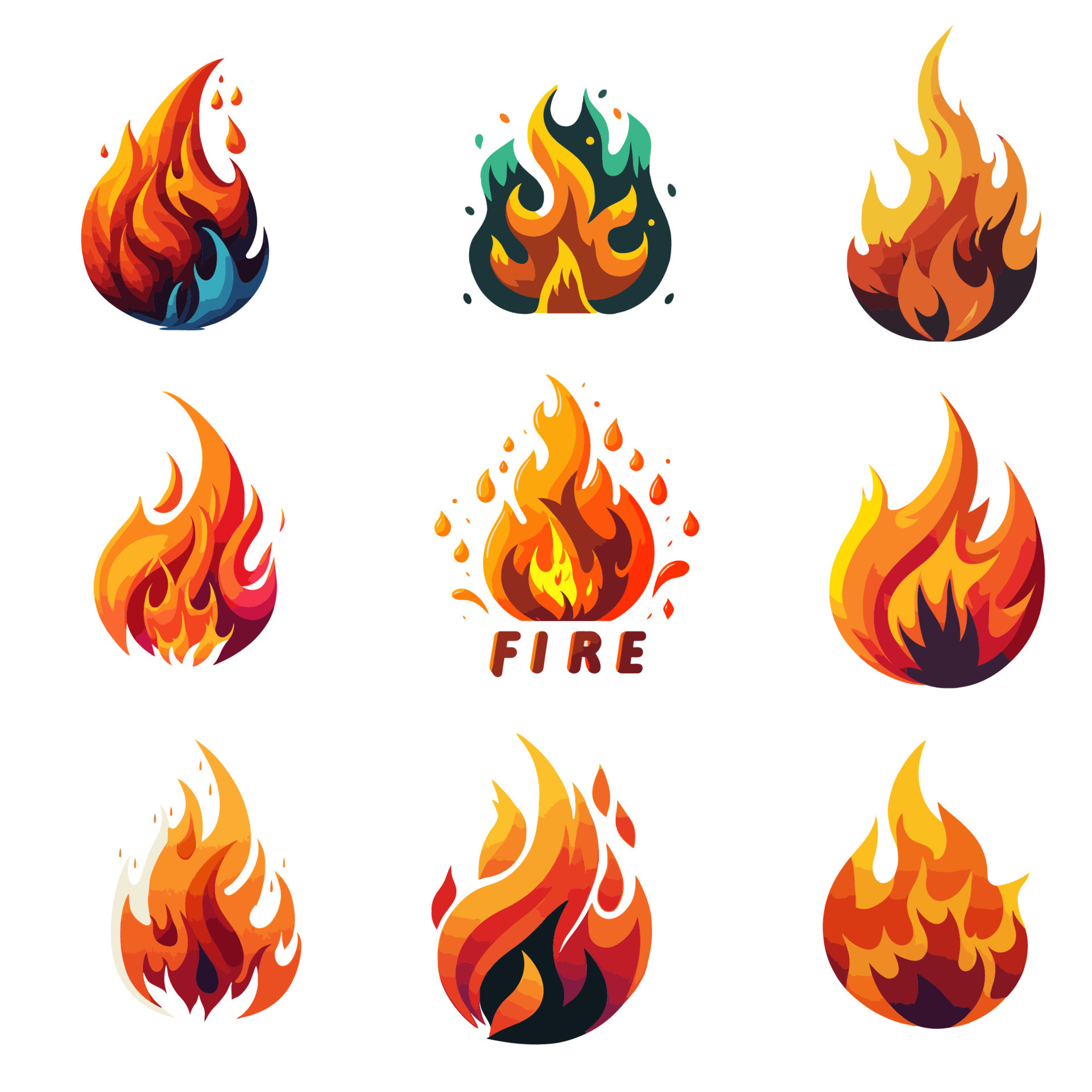 hot fire flame logo icon collection set in vector illustration 15311863