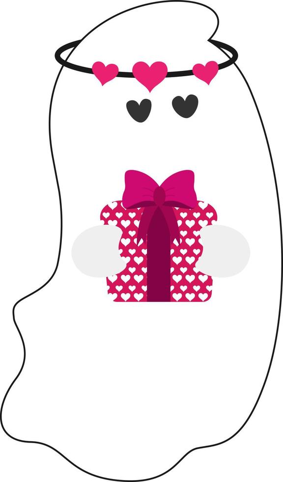 Valentine Retro Ghost with Heart vector