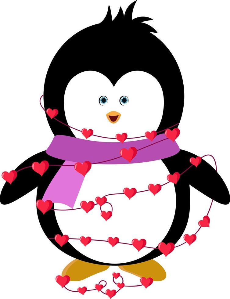 Valentines day Cute Penguin Clip Art vector