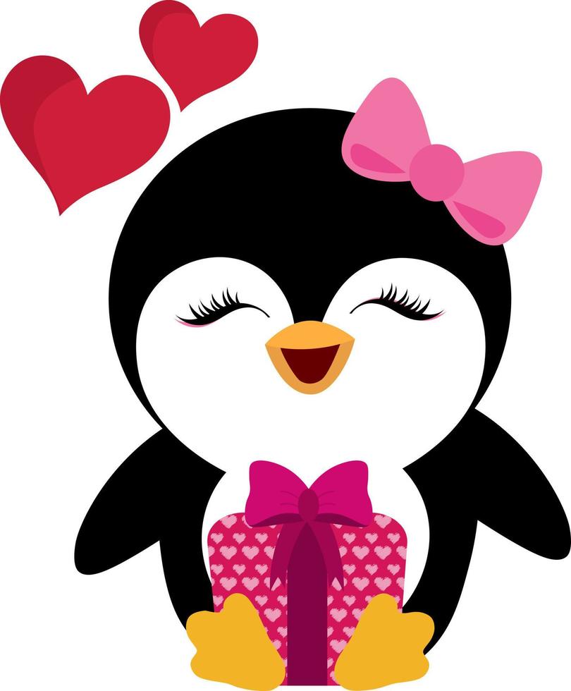 Valentines day Cute Penguin Clip Art vector