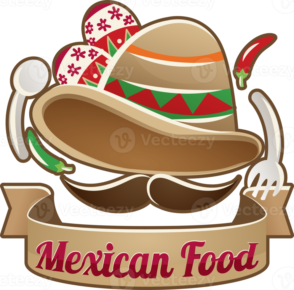 ícone de comida do méxico e logotipo para ilustração em png gráfico de comida tradicional com bandeira mexicana