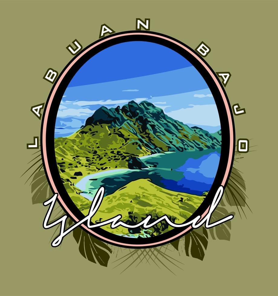 Labuan Bajo vector graphic design template