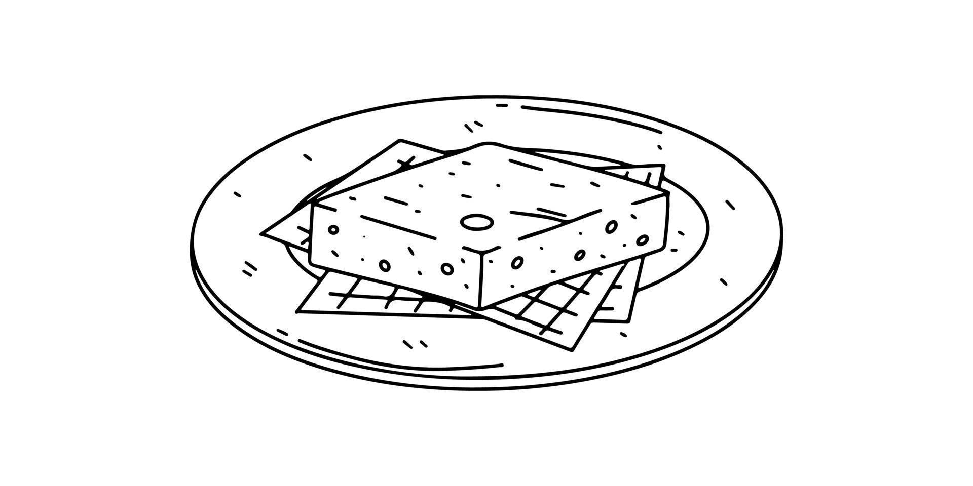 Sopa paraguaya in hand drawn doodle style. Paraguayan street food. Latin american food vector illustration.