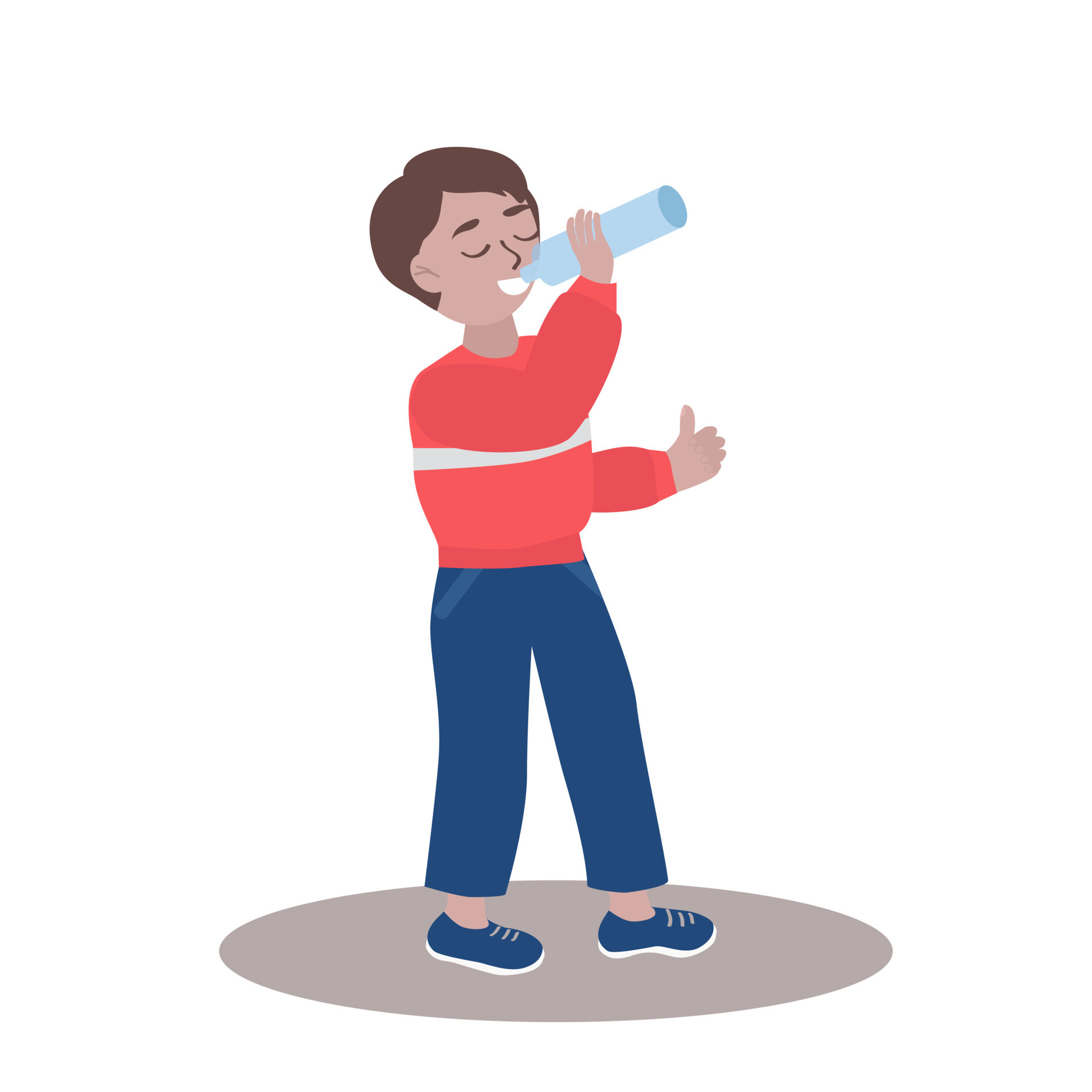 Cute boy enjoing drinking pure water vector illustration. 15312052 ...