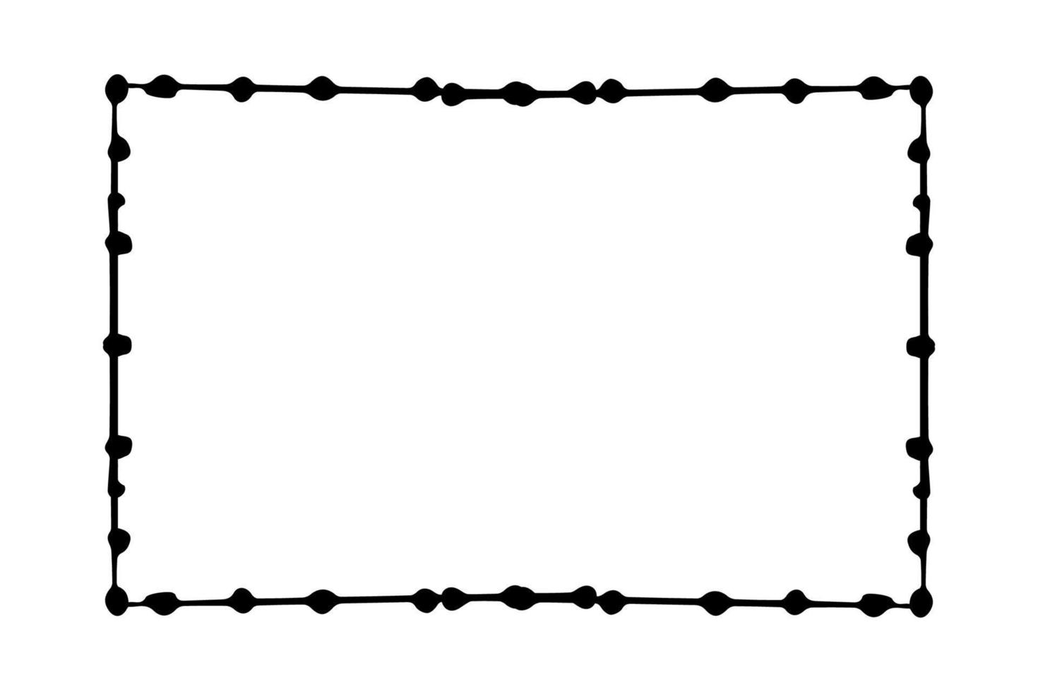 Elegant frame with dots, border silhouette in hand drawn doodle style isolated on white background. Decoration, delicate clip art. Vector illustration