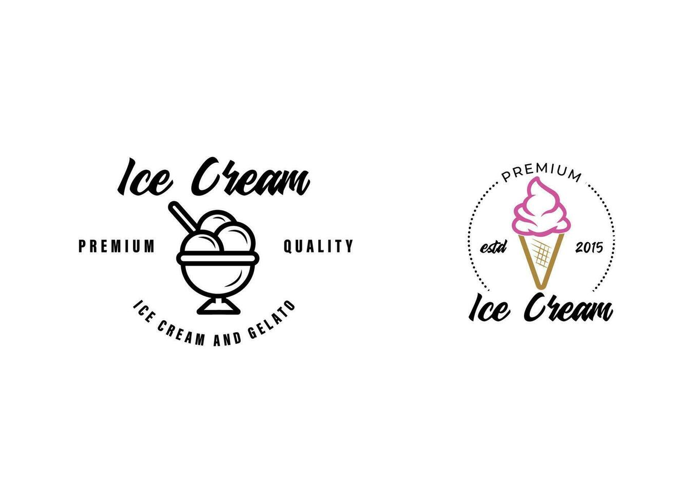 helado con diseño de logotipo de cono de oblea vector