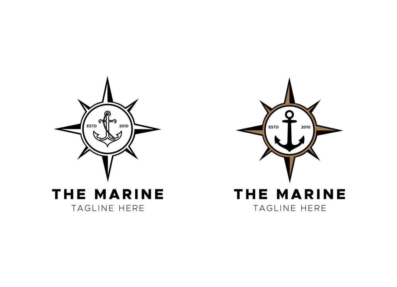 marine retro emblems logo with anchor, anchor logo vector