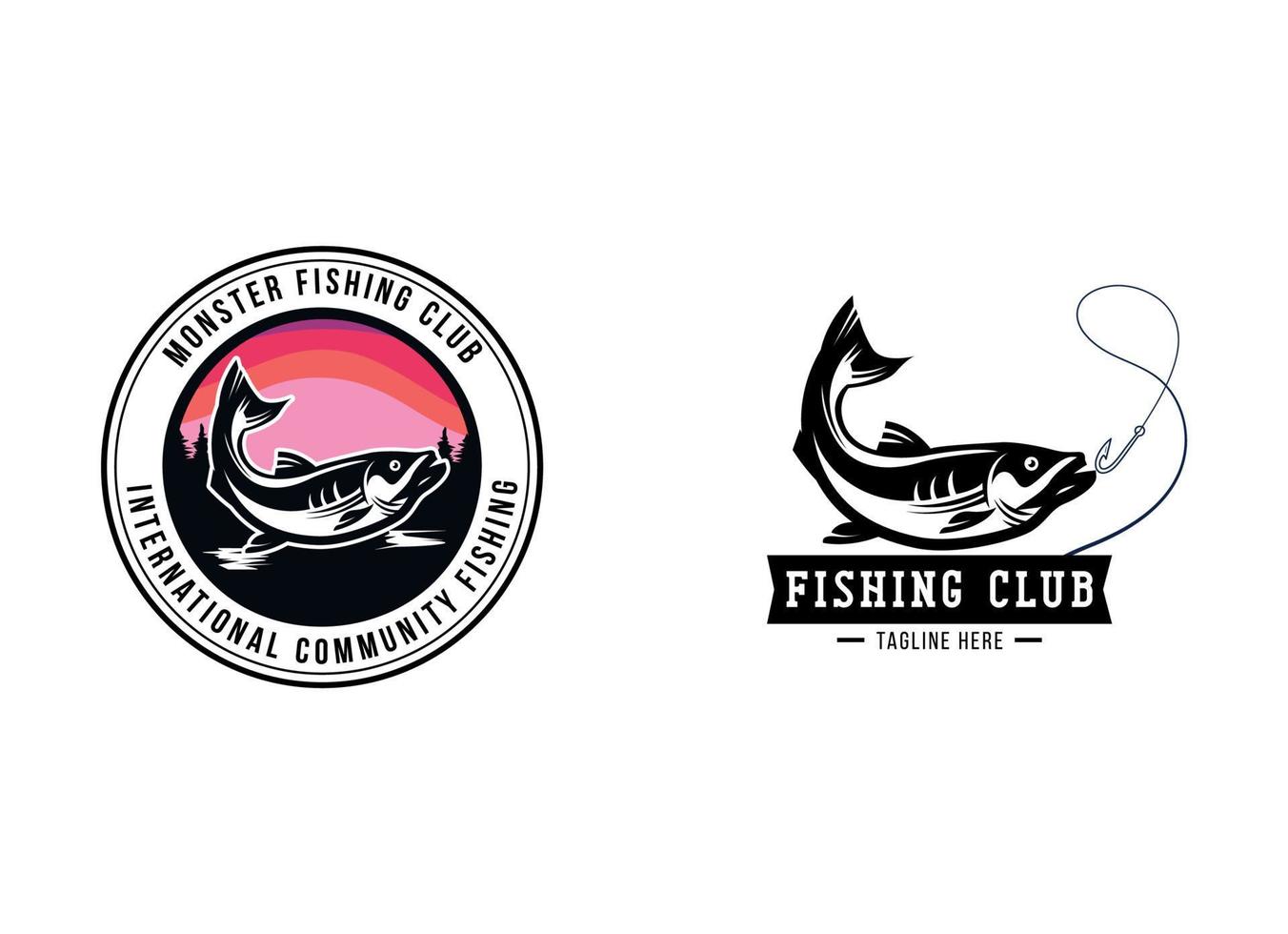 Ilustración de plantilla de diseño de logotipo de pesca. logotipo de pesca deportiva vector