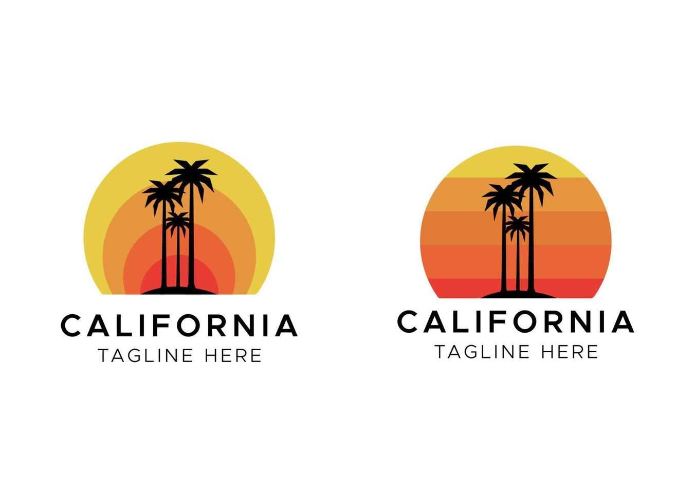 diseño del logo de la playa de california en estilo retro vector