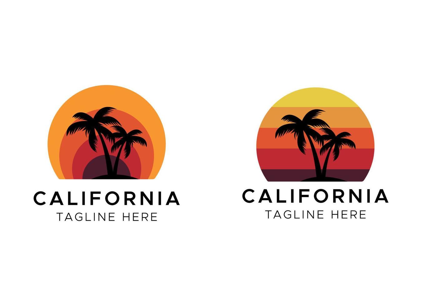 diseño del logo de la playa de california en estilo retro vector