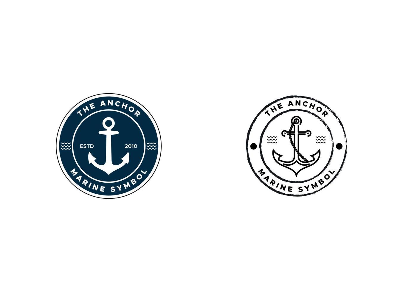 marine retro emblems logo with anchor, anchor logo vector