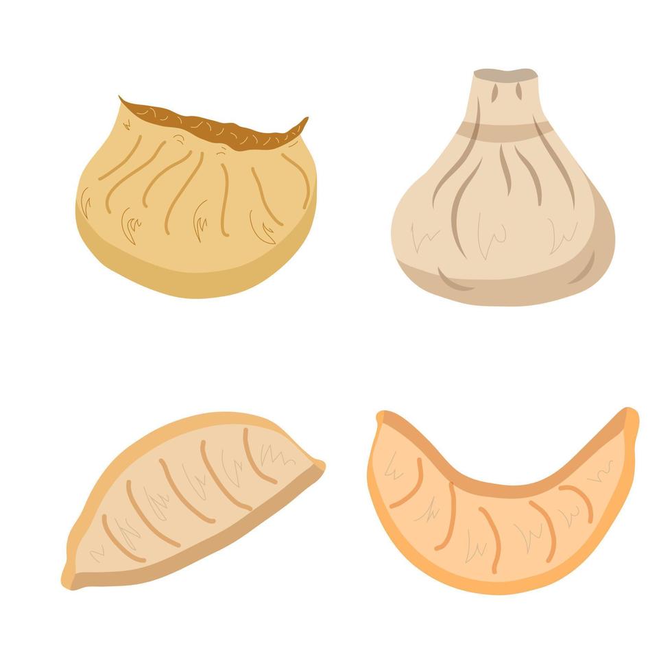 establecer dim sum chino, gyoza. deliciosa comida asiática tradicional. bola de masa al vapor ilustración vectorial vector