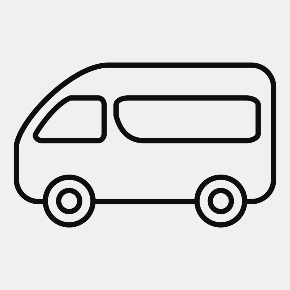 furgoneta icono. elementos de transporte. iconos en estilo de línea. bueno para impresiones, carteles, logotipos, letreros, anuncios, etc. vector