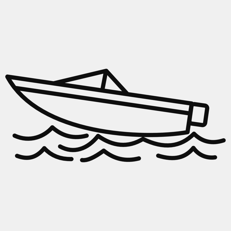 Icon speed boat. Transportation elements. Icons in line style. Good for prints, posters, logo, sign, advertisement, etc. vector