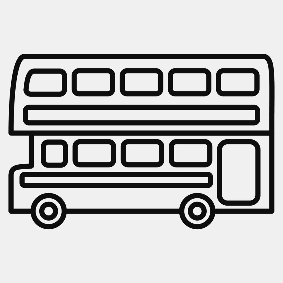 Icon double decker bus. Transportation elements. Icons in line style. Good for prints, posters, logo, sign, advertisement, etc. vector