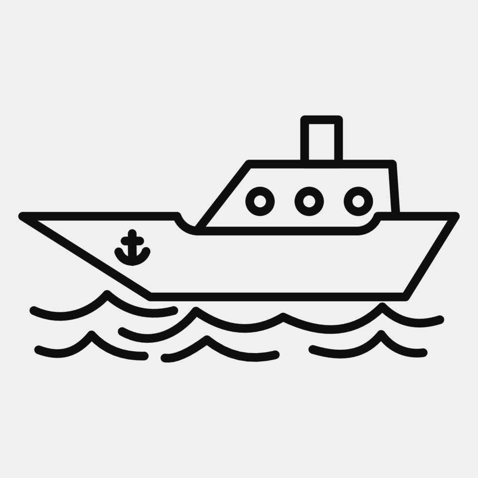 barco icono. elementos de transporte. iconos en estilo de línea. bueno para impresiones, carteles, logotipos, letreros, anuncios, etc. vector