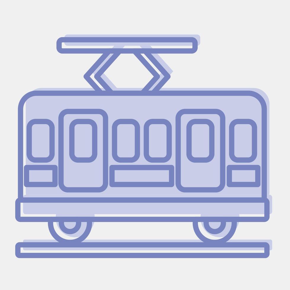 Icon tram. Transportation elements. Icons in two tone style. Good for prints, posters, logo, sign, advertisement, etc. vector