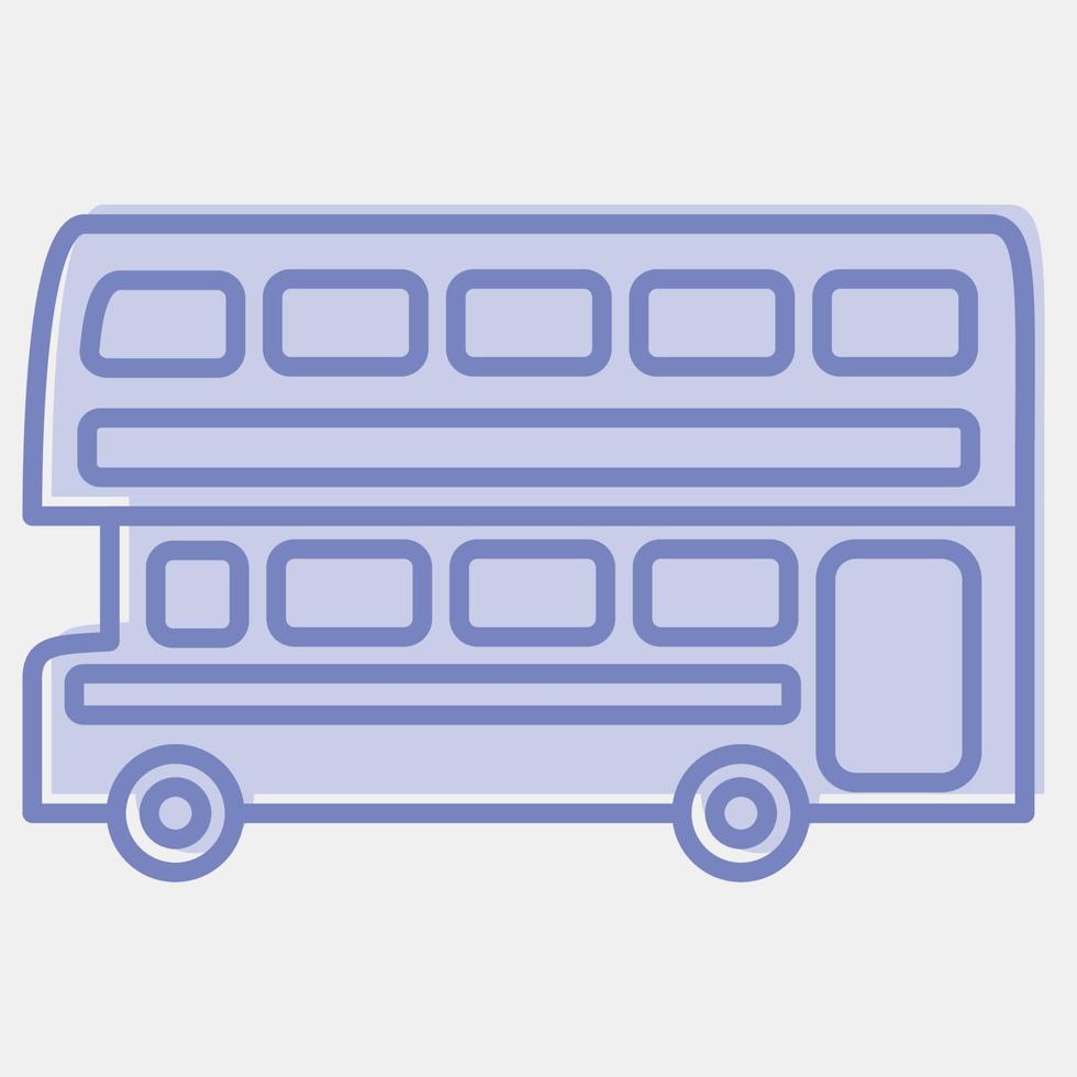 Icon double decker bus. Transportation elements. Icons in two tone style. Good for prints, posters, logo, sign, advertisement, etc. vector