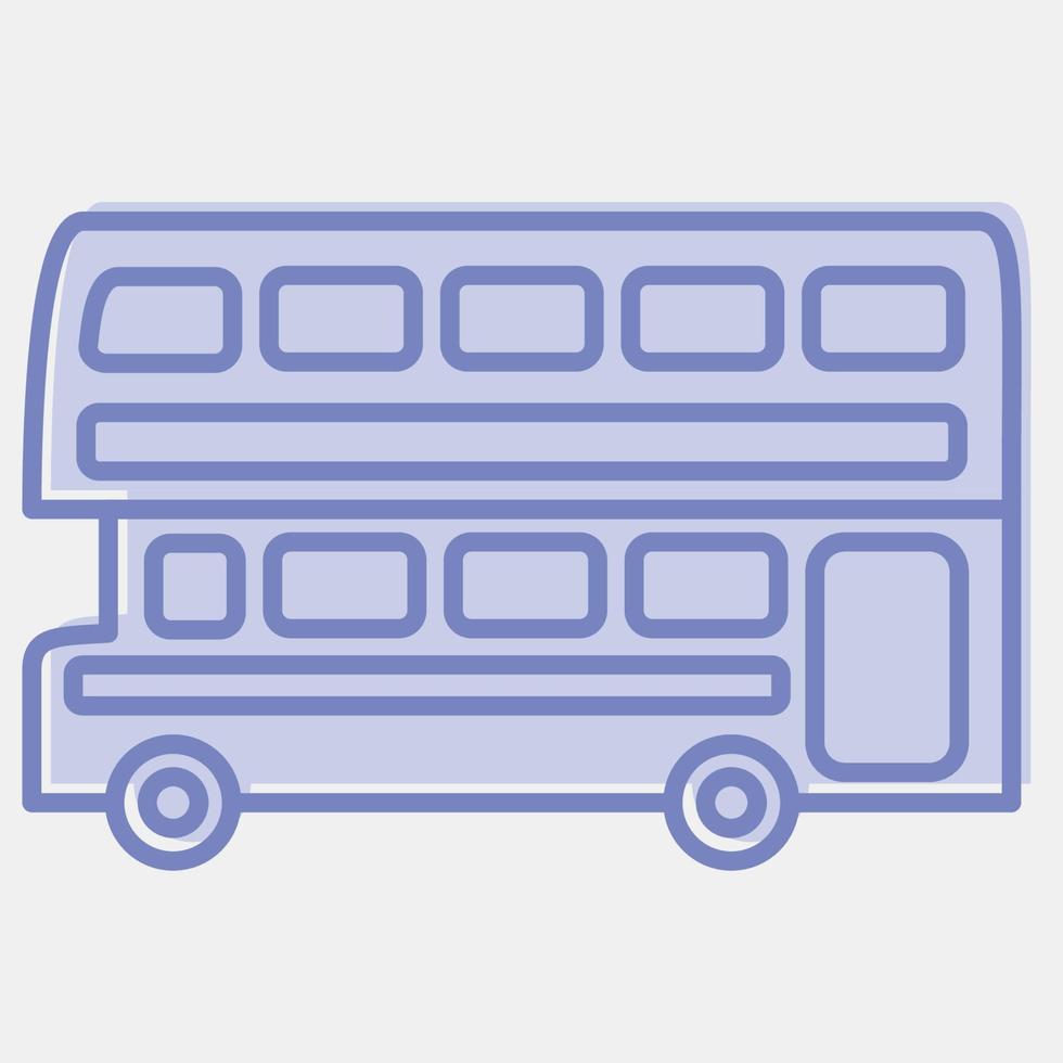 icono de autobús de dos pisos. elementos de transporte. iconos en estilo de dos tonos. bueno para impresiones, carteles, logotipos, letreros, anuncios, etc. vector