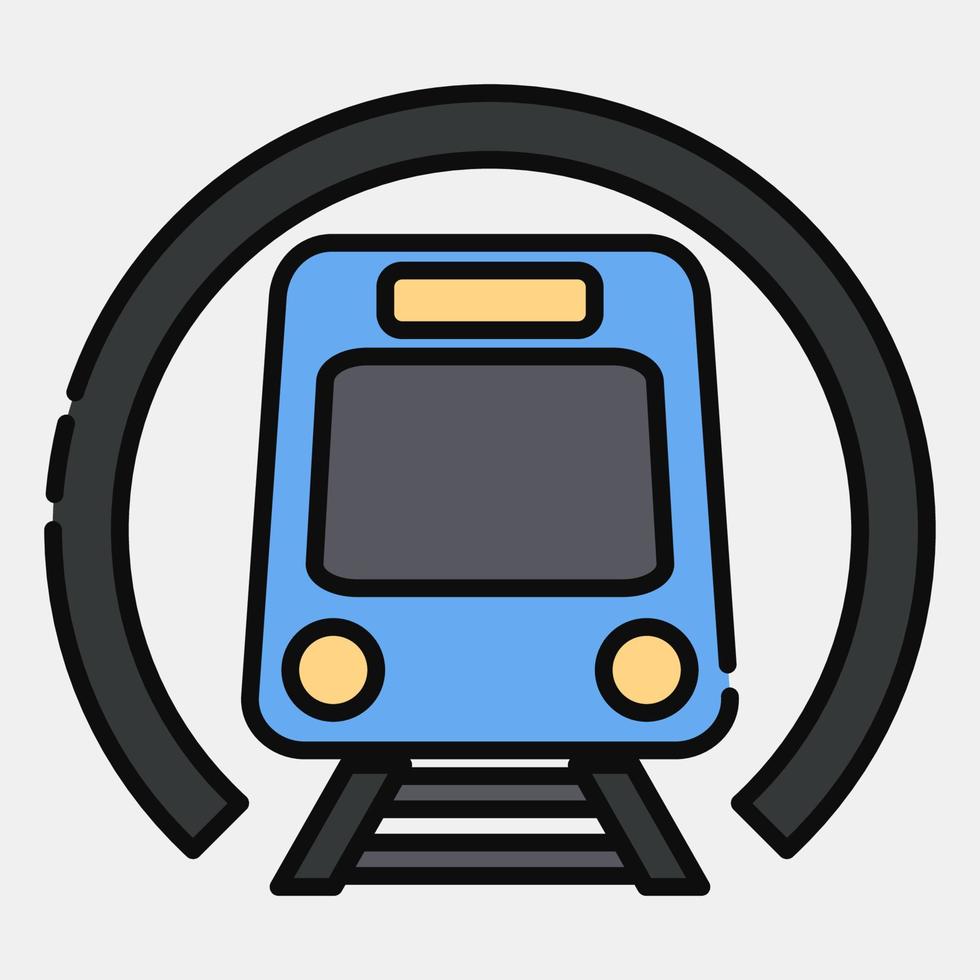 metro icono. elementos de transporte. iconos en estilo de línea rellena. bueno para impresiones, carteles, logotipos, letreros, anuncios, etc. vector