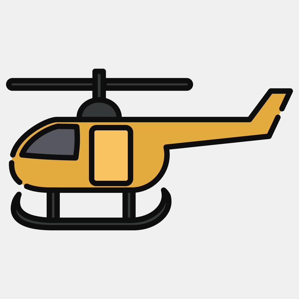 helicóptero icono. elementos de transporte. iconos en estilo de línea rellena. bueno para impresiones, carteles, logotipos, letreros, anuncios, etc. vector