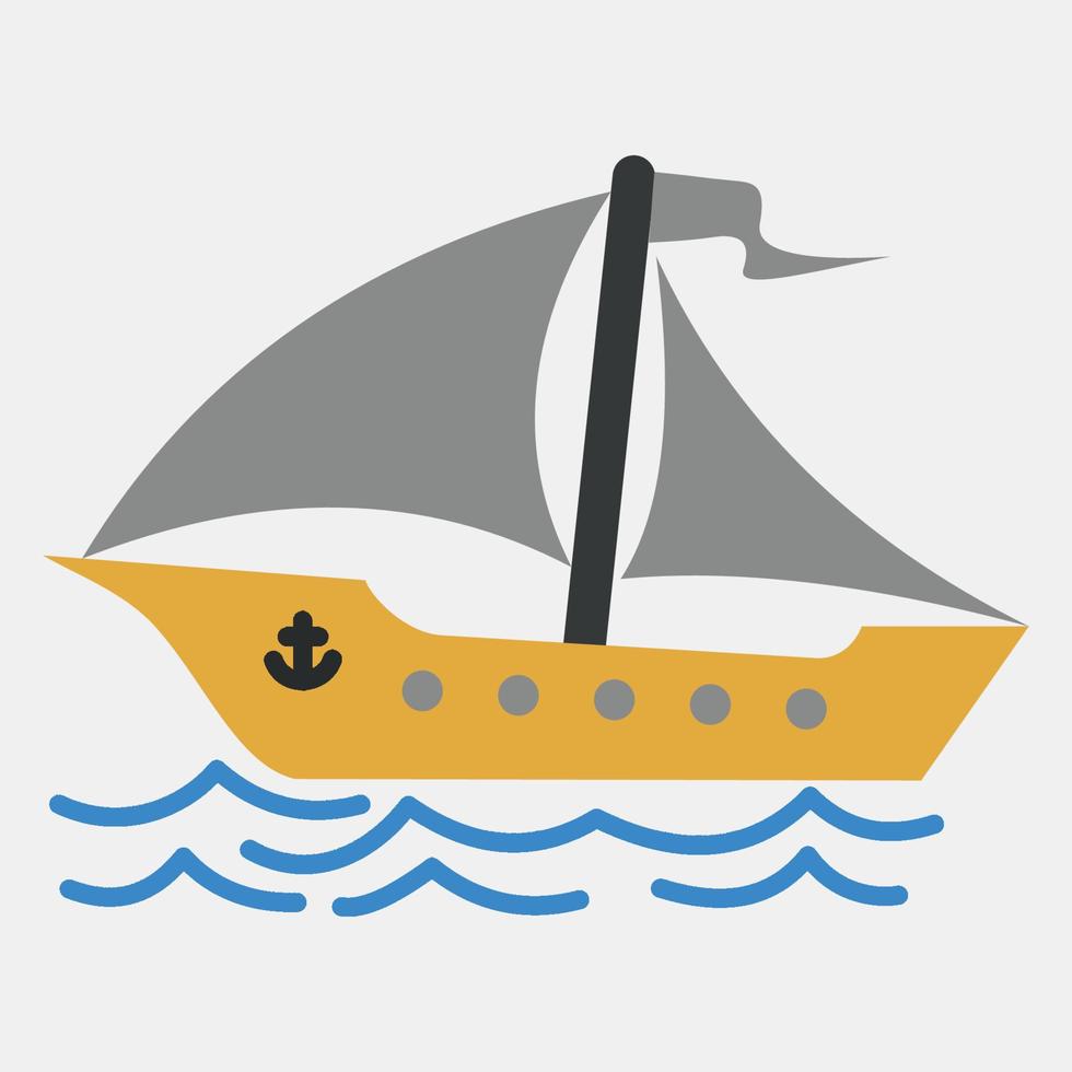 barco de vela de icono. elementos de transporte. iconos de estilo plano. bueno para impresiones, carteles, logotipos, letreros, anuncios, etc. vector