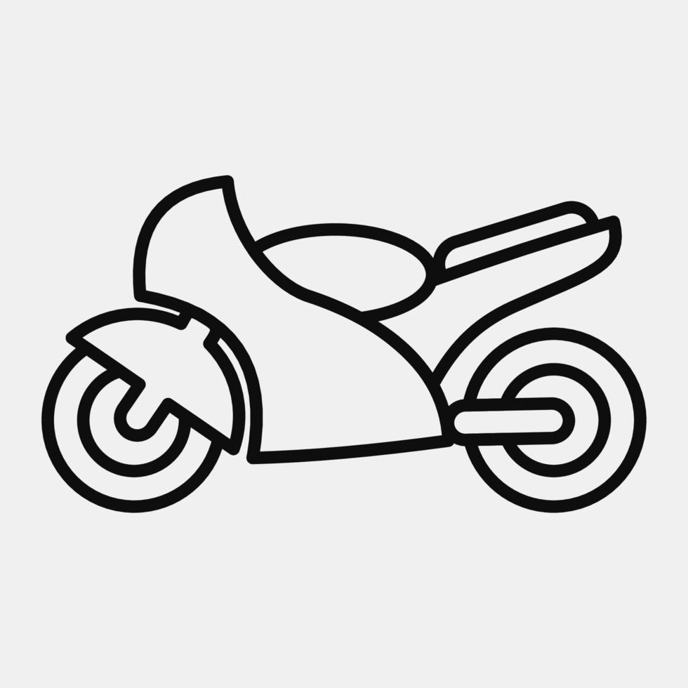 icono de motocicleta. elementos de transporte. iconos en estilo de línea. bueno para impresiones, carteles, logotipos, letreros, anuncios, etc. vector