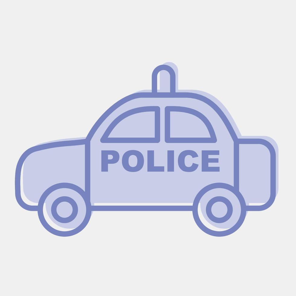 icono de coche de policía. elementos de transporte. iconos en estilo de dos tonos. bueno para impresiones, carteles, logotipos, letreros, anuncios, etc. vector