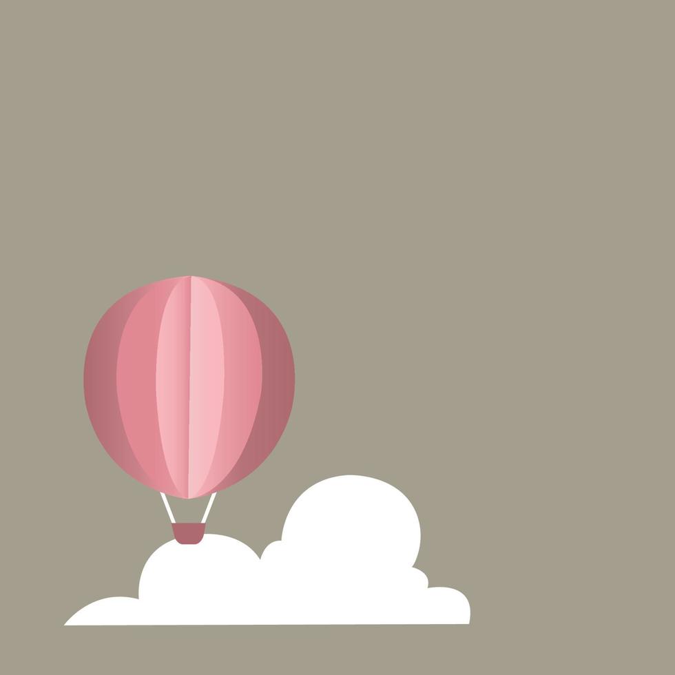 Vector love postcard for Happy Mother's, Valentine's Day or birthday greeting card design with pink Balloon and clouds.