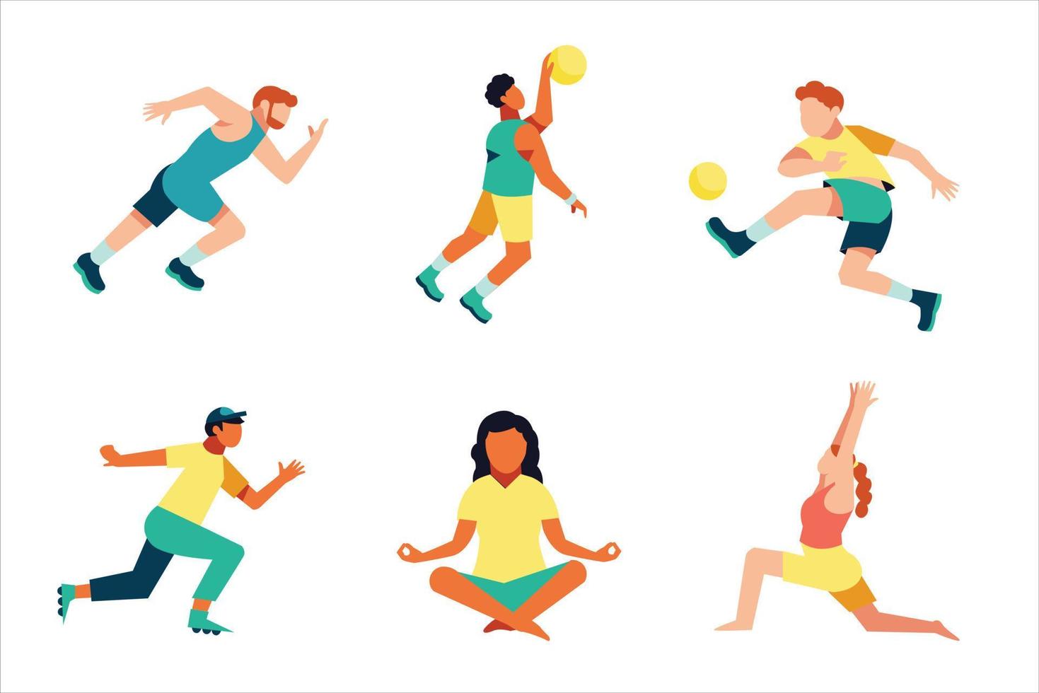 People Performing Outdoos Sport Activities vector