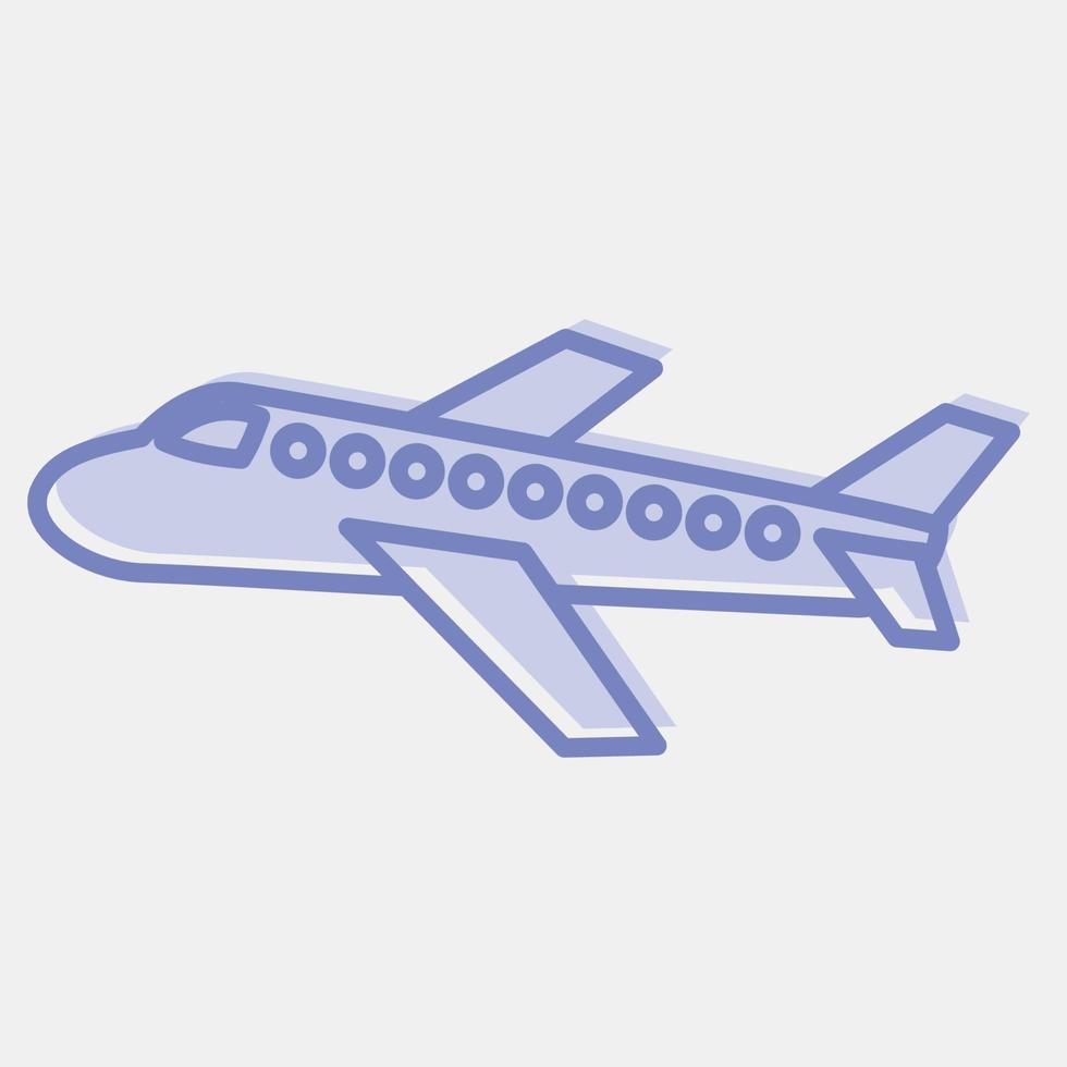 avión icono. elementos de transporte. iconos en estilo de dos tonos. bueno para impresiones, carteles, logotipos, letreros, anuncios, etc. vector