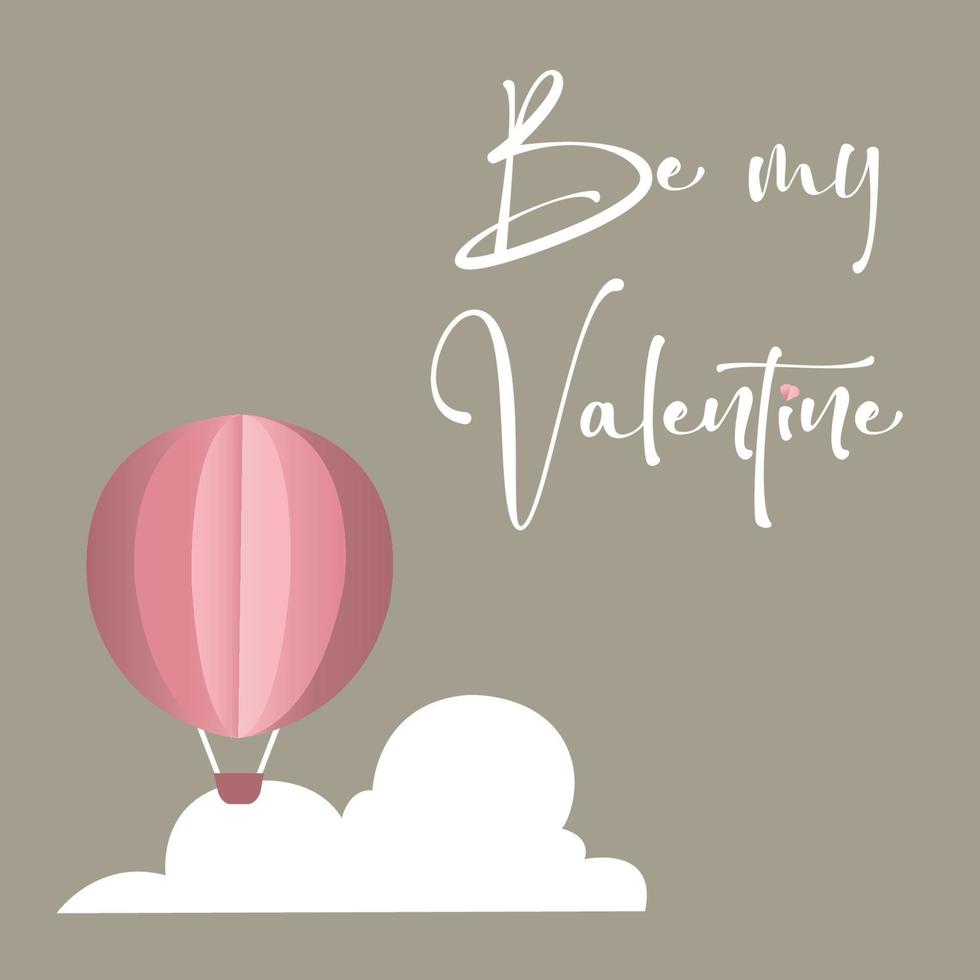 postal de amor vectorial para el día de san valentín con globo rosa y nubes. vector